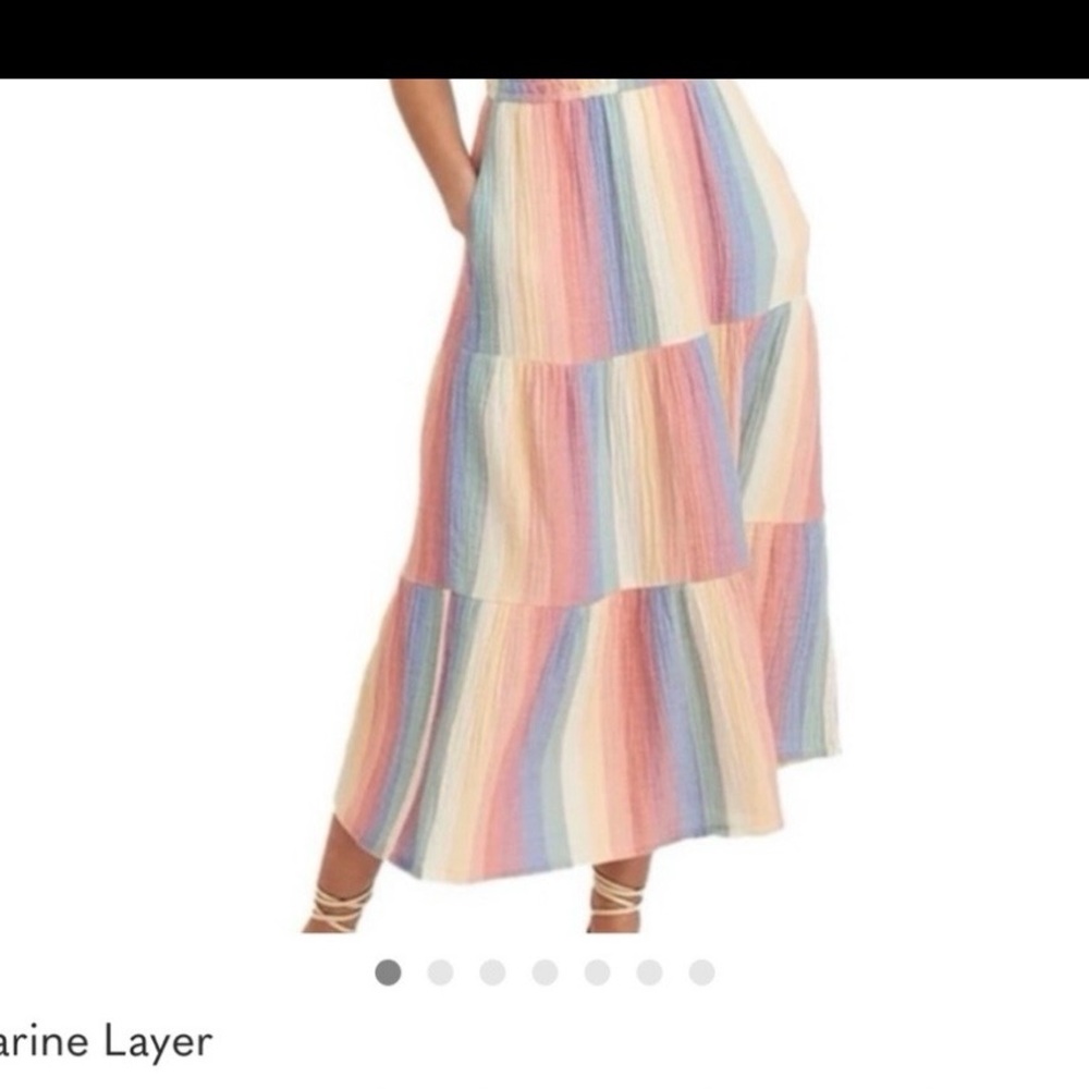 Marine Layer Pastel Rainbow Smocked Maxi Skirt